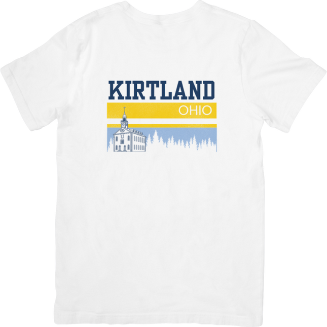 Adult ‘Varsity’ logo T-shirt in navy featuring Kirtland Ohio heritage design